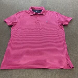 TailorByrd Golf Polo Shirt Mens Medium Pink Striped Performance Stretch Logo
